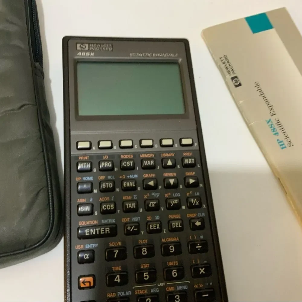 Vintage Hewlett Packard HP 48SX Graphing Calculator HP soft case and manual